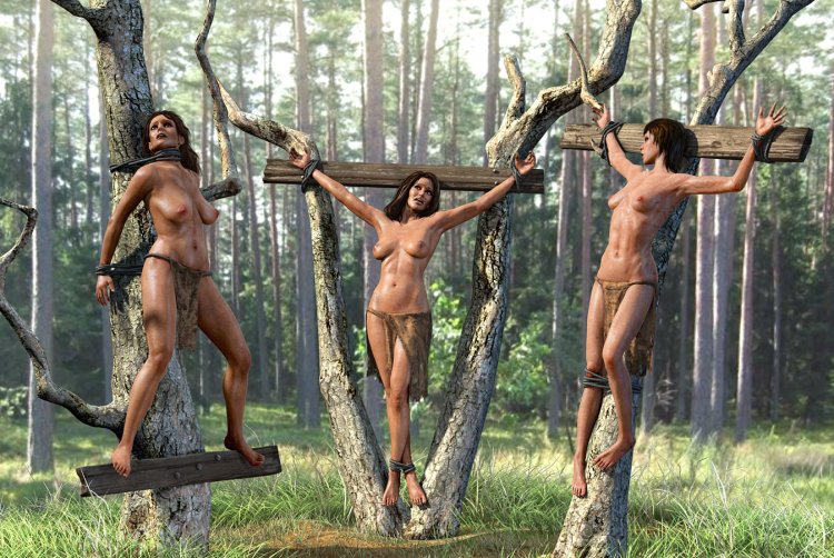 Голые женщины привязанные к столбу