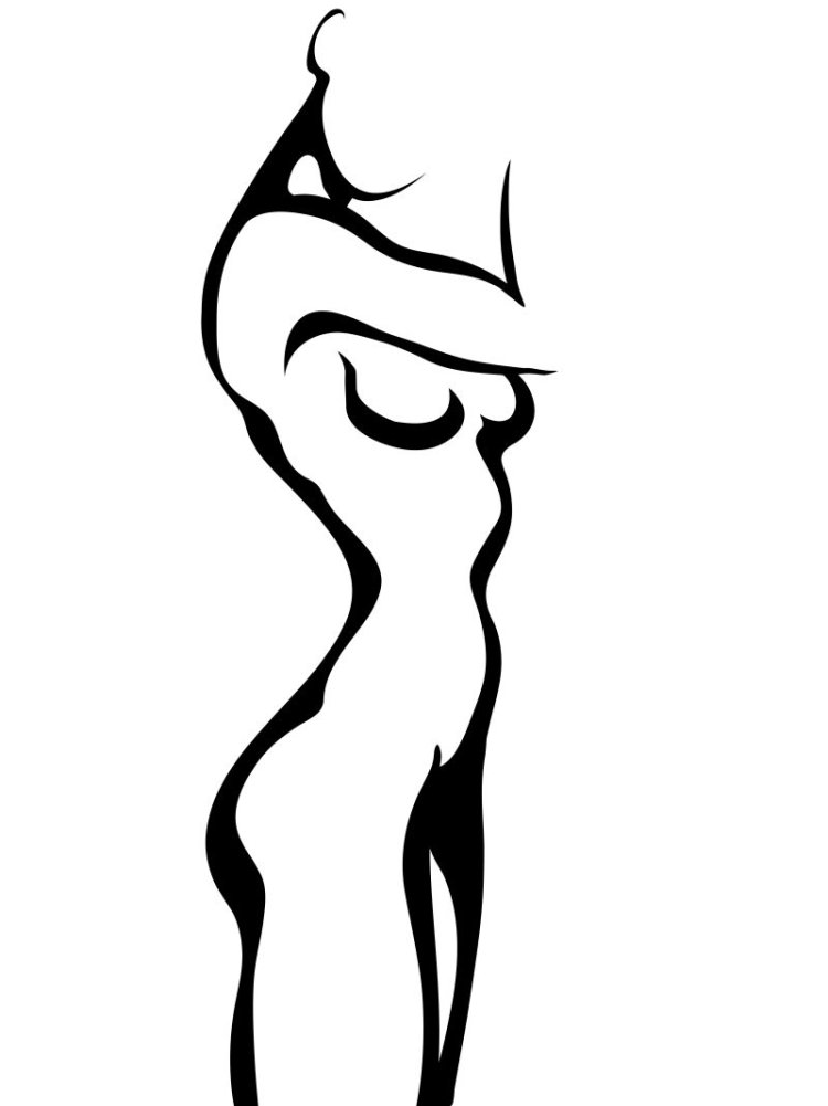 Черно белый силуэт девушки