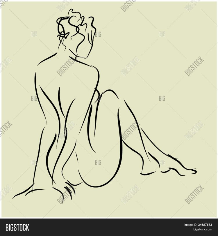 Рисунок линией девушка со спины