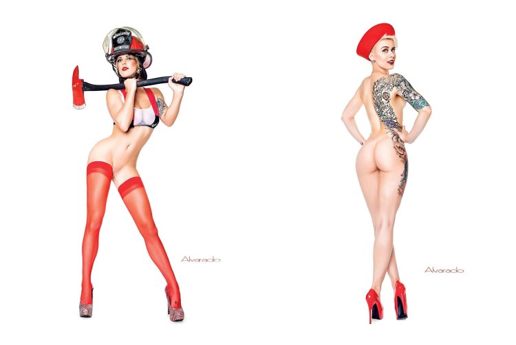 На белом фоне Pin up стриптиз голая