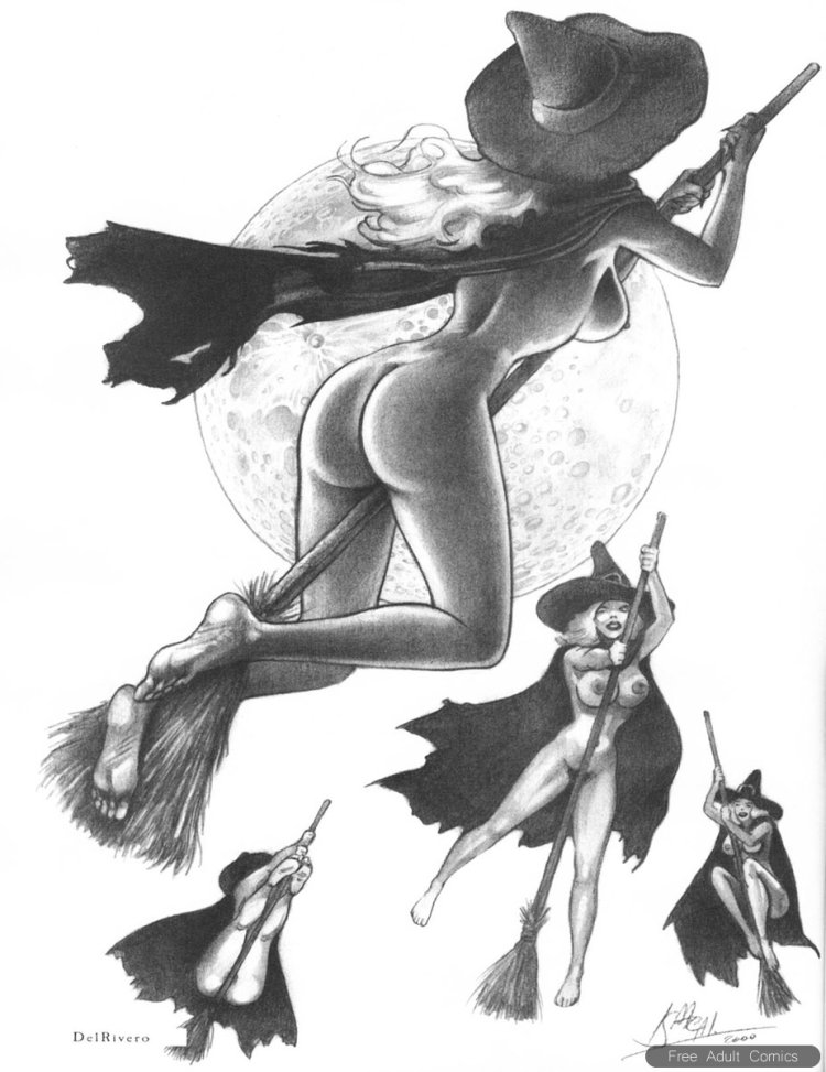 Эротическая ведьма на метле