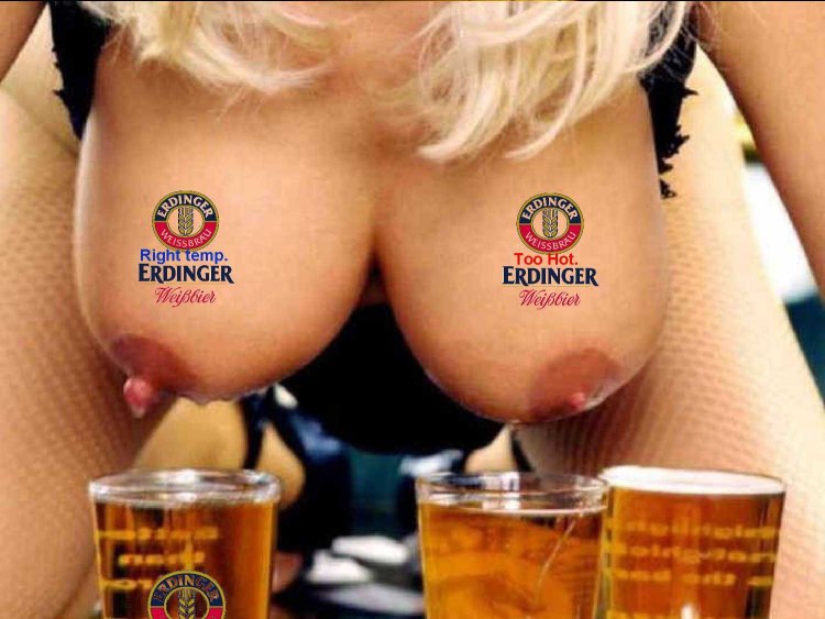 Баба с голыми сиськами и пивом