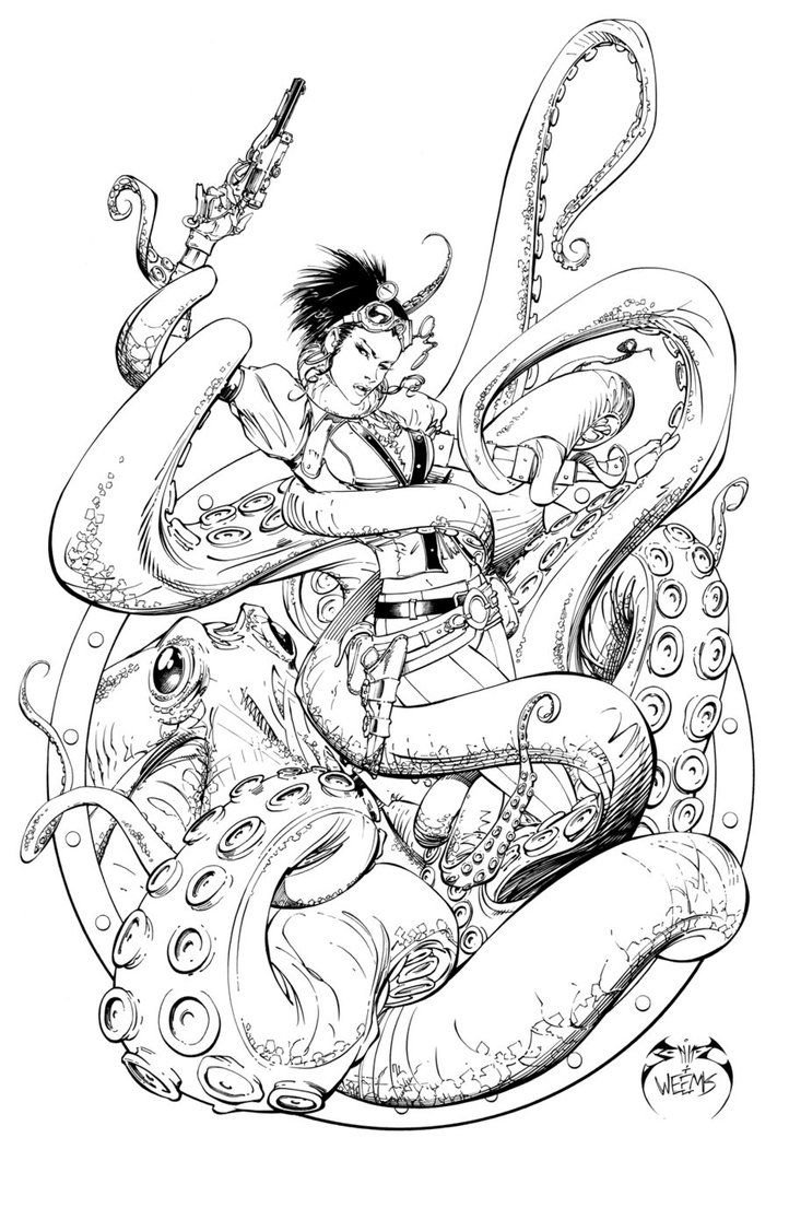 Акварельный осьминог тату