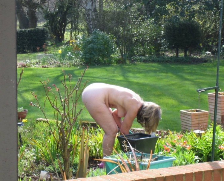 Голые женщины на даче в огороде