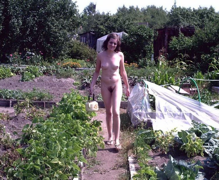 Соседка на даче загорает ню