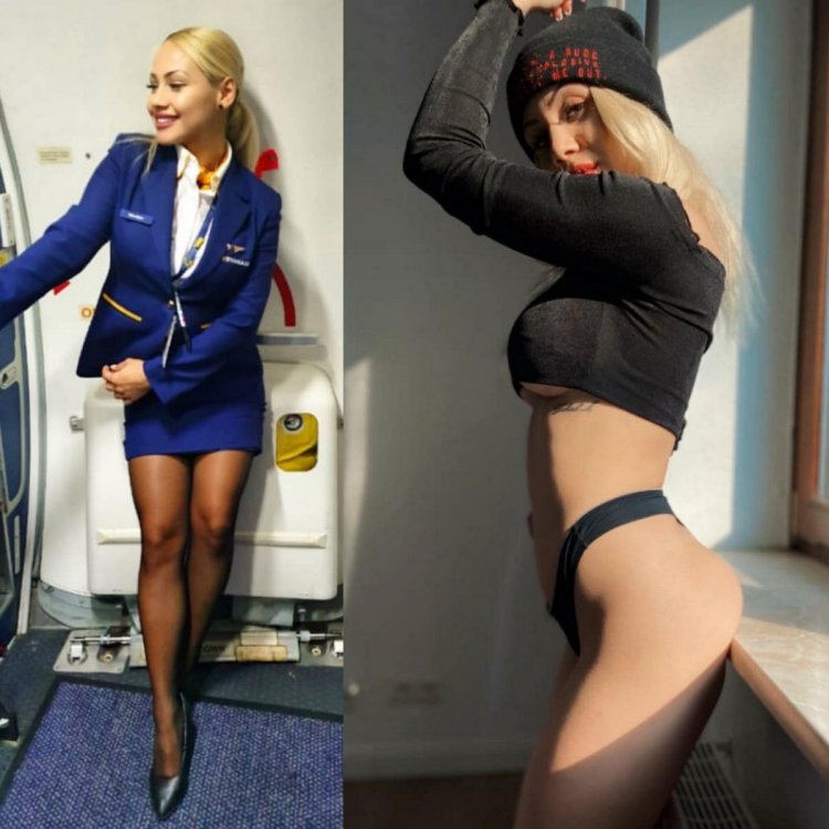 Стюардесса Яна в кабине 737