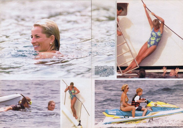 Принцесса Диана прыгает в воду