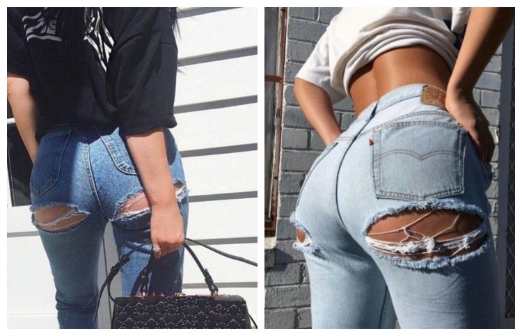 Порванные джинсы на попе