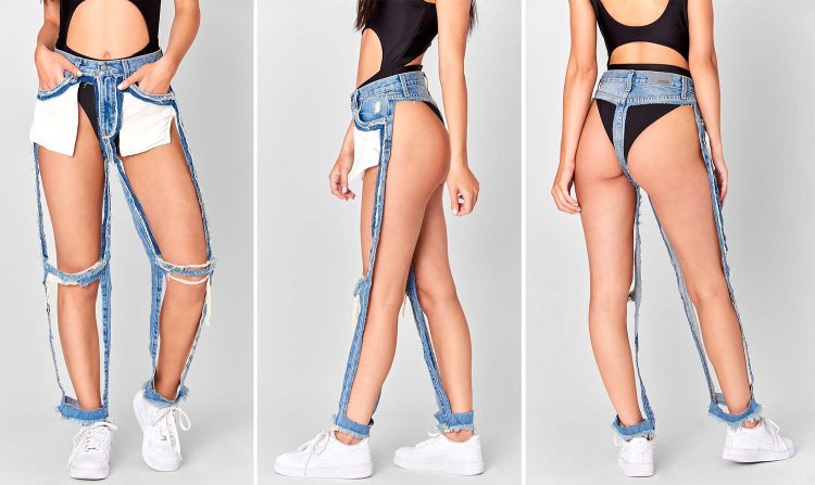 Джинсы с вырезами на ягодицах