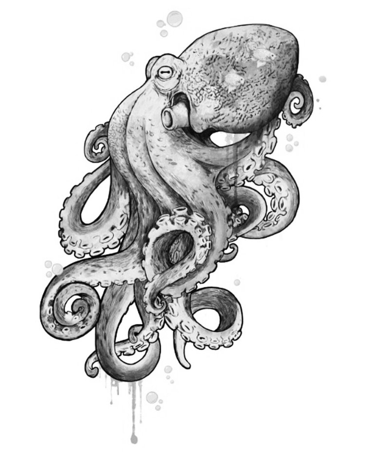 Мини тату осьминог