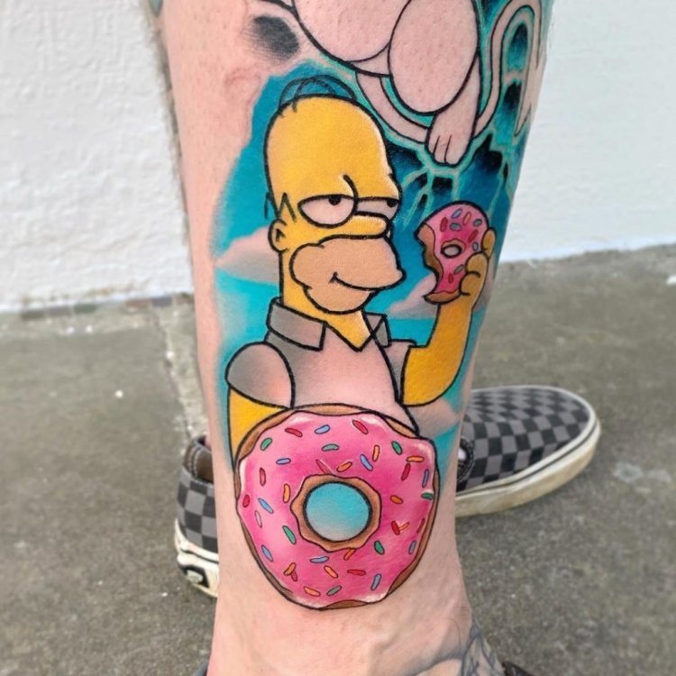 Тату гомер симпсон в паху
