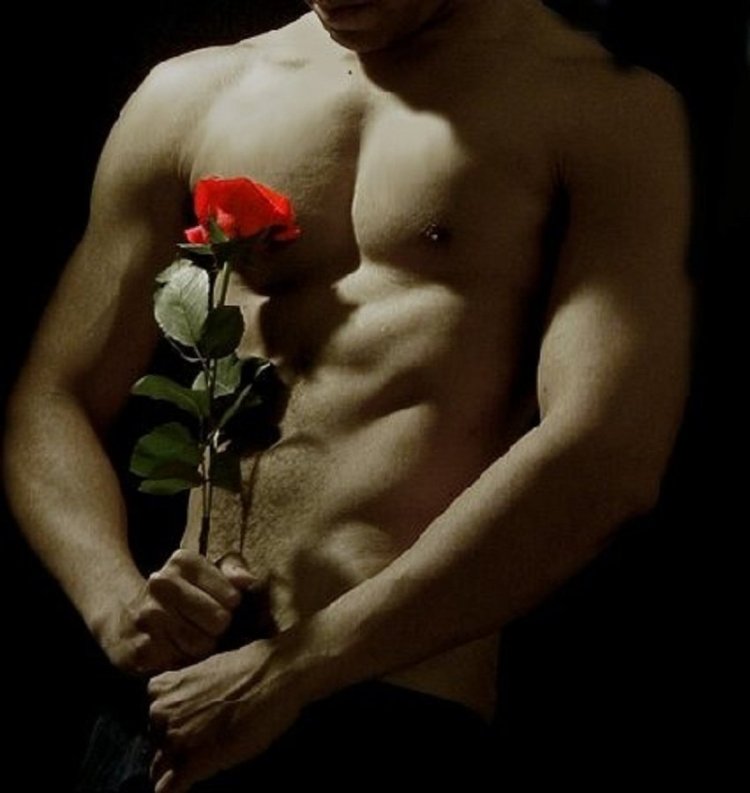 Торс мужчины с розой