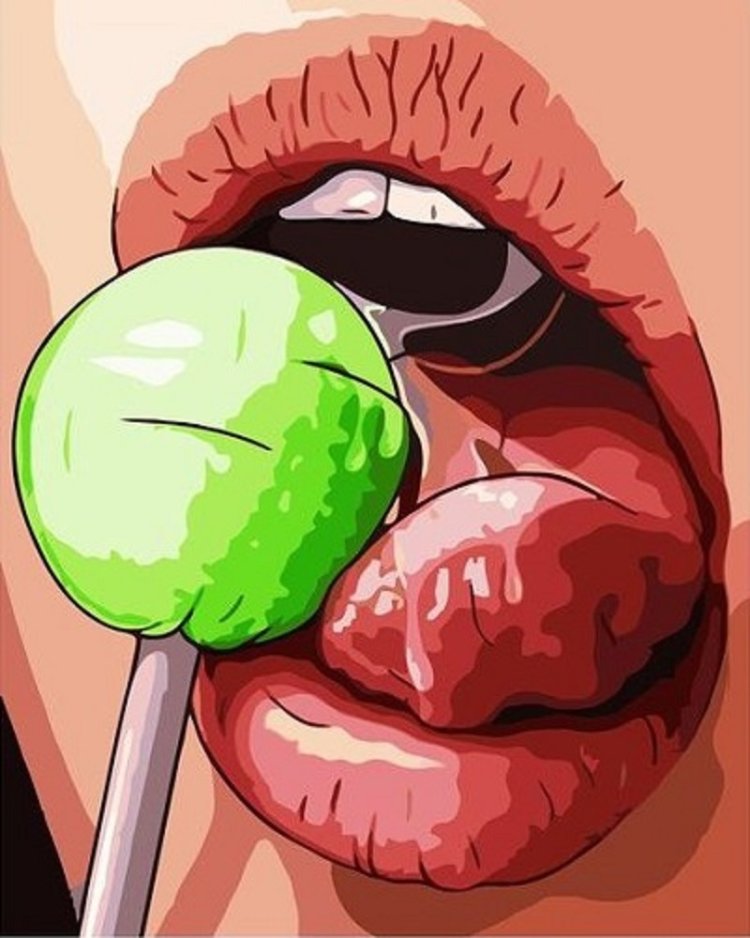 Девушка с чупа чупсом во рту