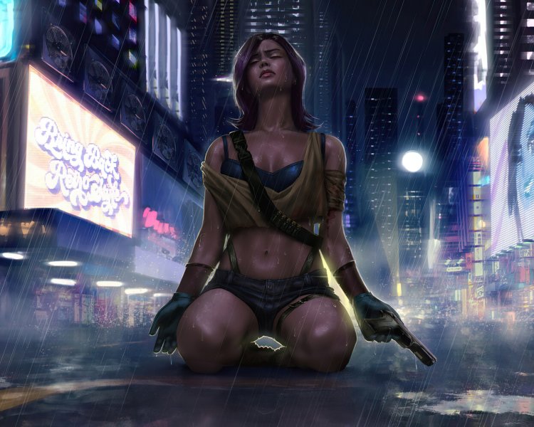 Cyberpunk барышня Sci-Fi