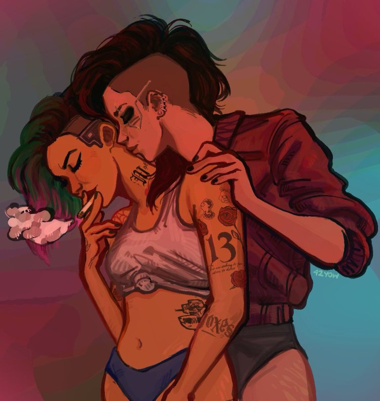 Киберпанк 2077 Джуди Альварес лесби арт