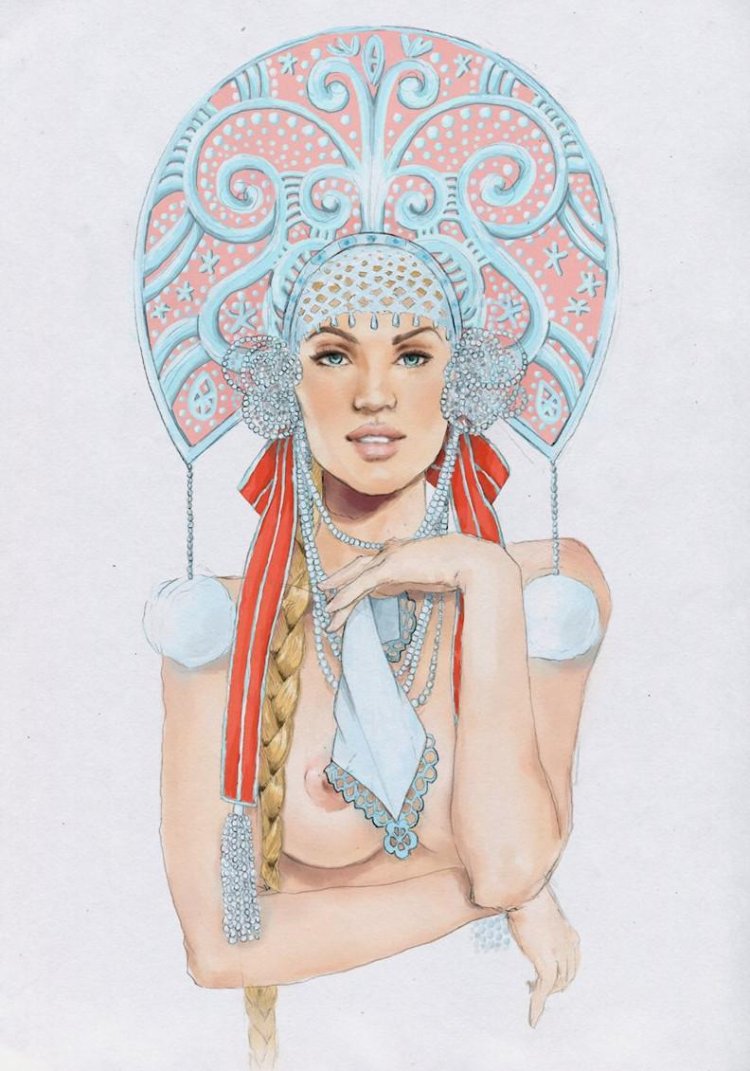 Девушка в кокошнике и Нижнем белье