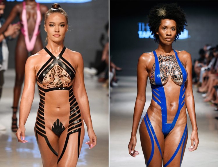 Купальники из изоленты процесс наклейки