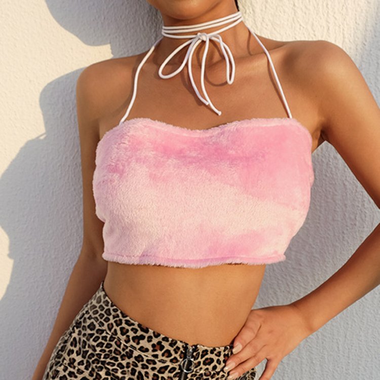 Топ с горлом розовый