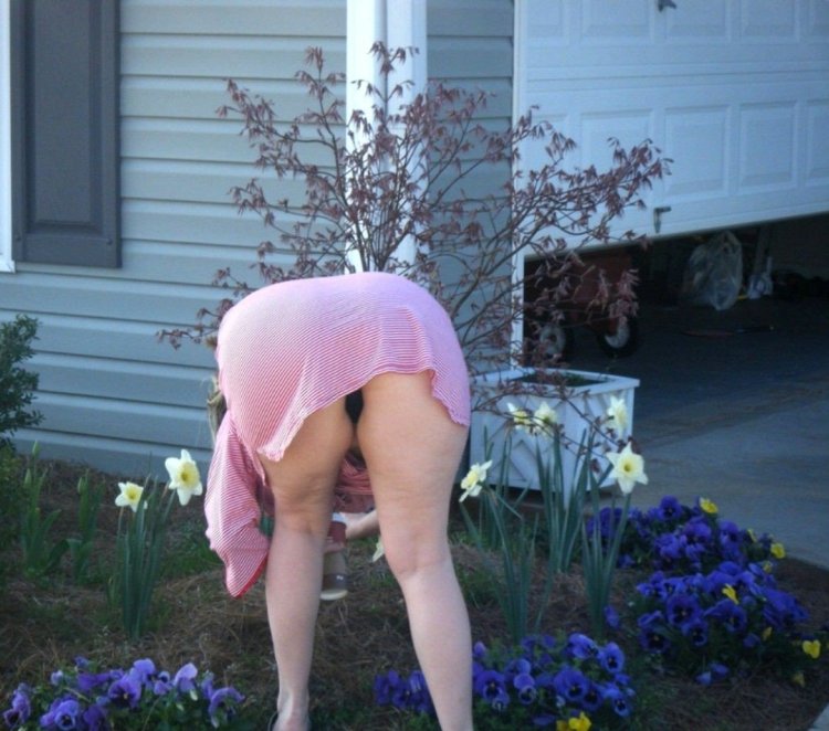 Бабы без трусов на огороде