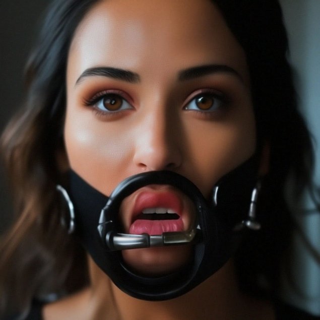 Девушка с кляпом под маской