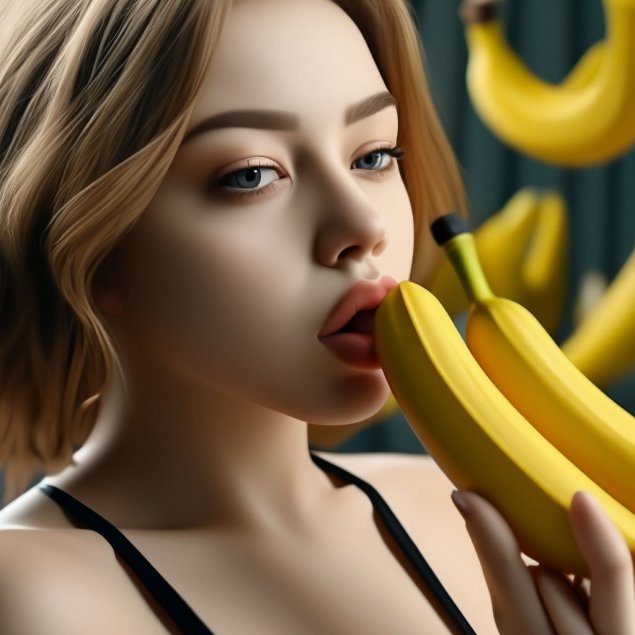 Облизывает банан