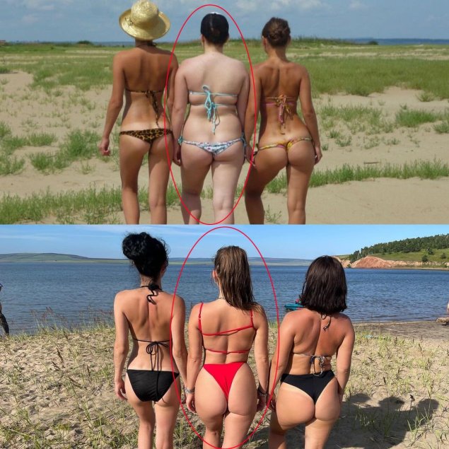 Попка на пляже