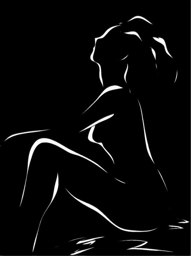 Черно белый силуэт женщины