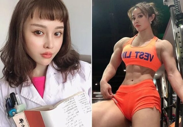 Китайская бодибилдерша yuan herong