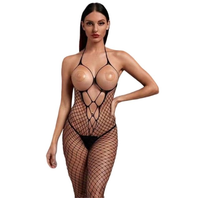 Crotchless Bodysuit с подвязками nude