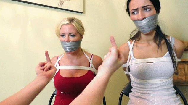 Связанные девушки с кляпом