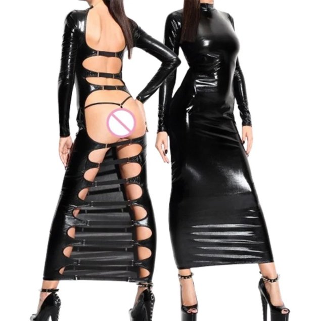 Эротическое кожаное платье