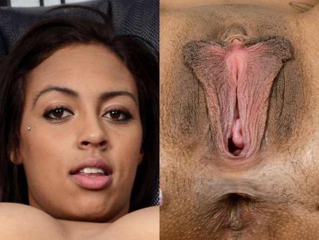 Лицо девушки и её вагина