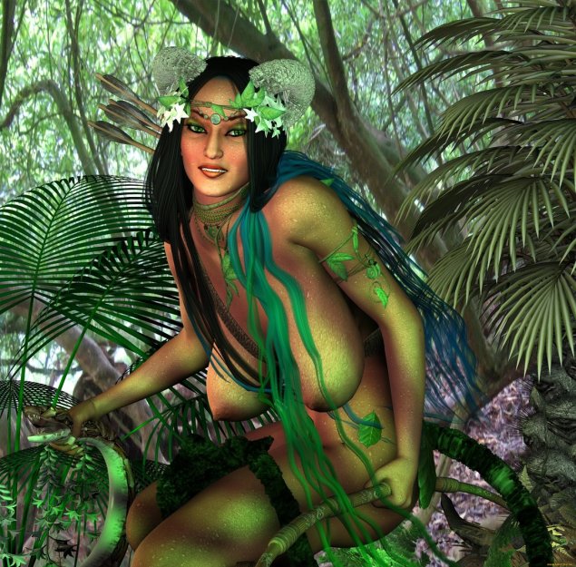 Эротическая девушка в джунглях